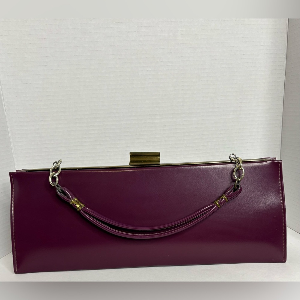 Vintage Handbag Deep Wine Coloured Faux Leather With Handle 1960’s